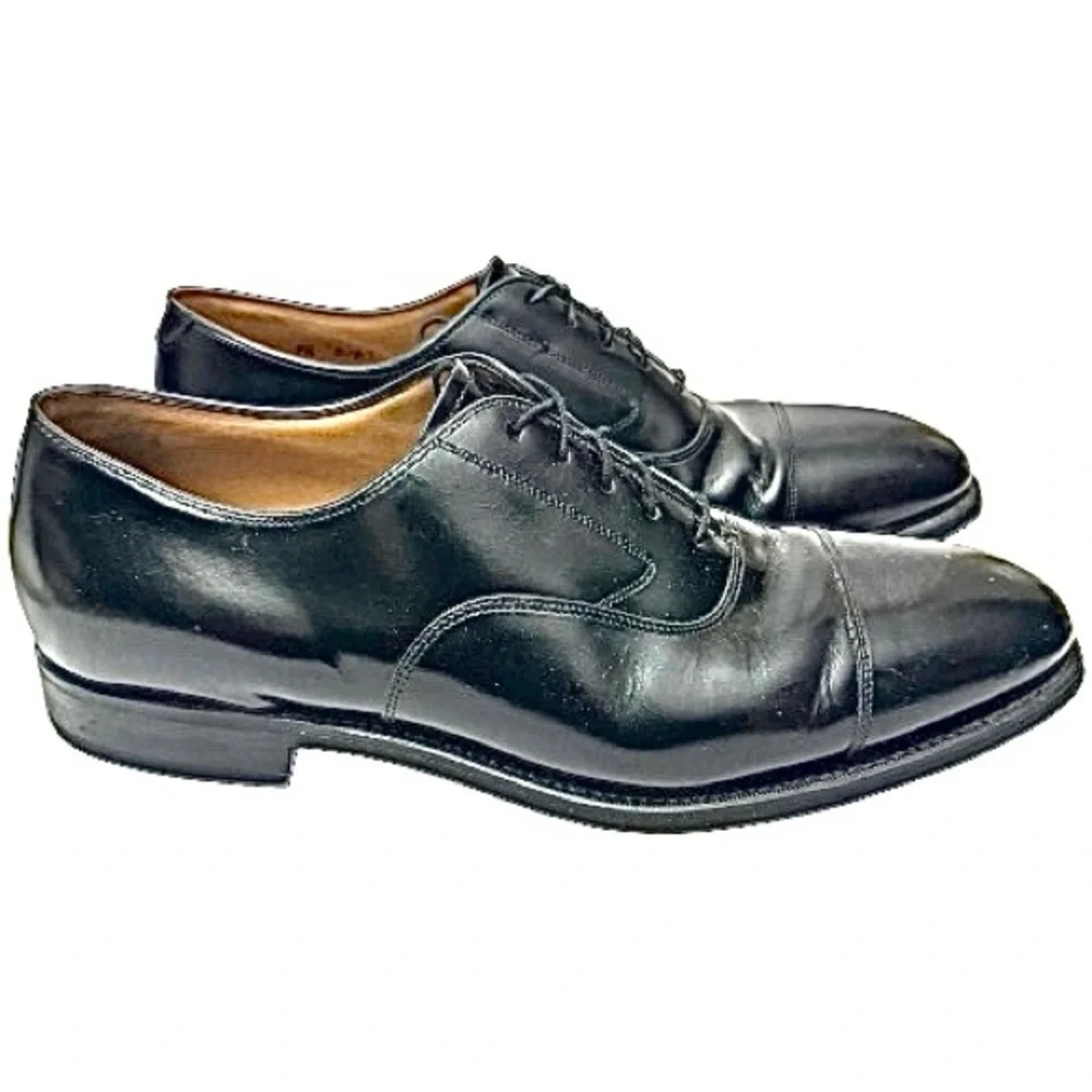 Johnston & Murphy Men’s Oxford Dress Shoes Size 9.5 Black Leather Made in Mexico